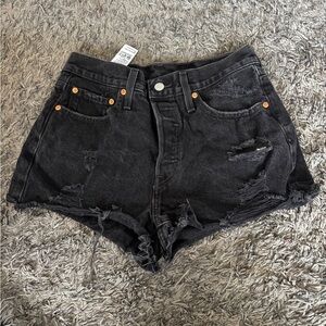 Levi's Distressed Black Jean Shorts